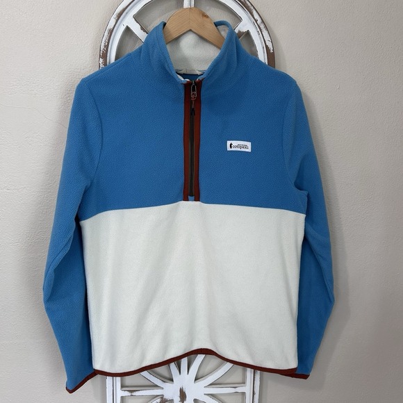 cotopaxi Tops - COTOPAXI womens medium AMADO HALF ZIP FLEECE RIVER BLUE & BONE CREAM SWEATSHIRT